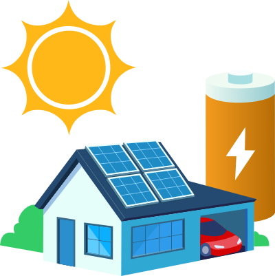 Solar Panels Saving to Battery Storage